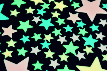 100pc Multicolor Glow in the Dark Cosmic Stars Wall Ceiling Decor